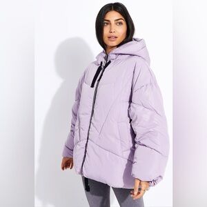 Free People Hailey Small Oversized Lavender Purple Puffer Jacket